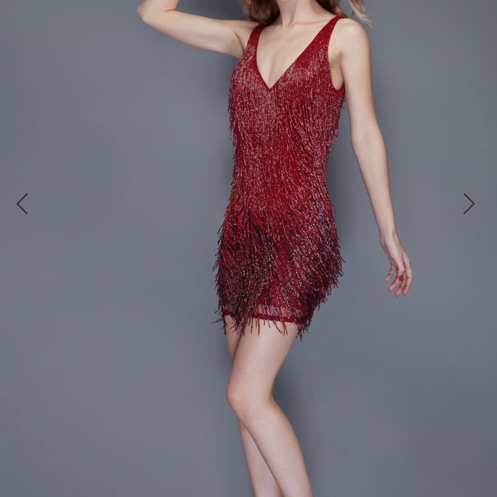 Primavera fringe cocktail dress- ALL RED